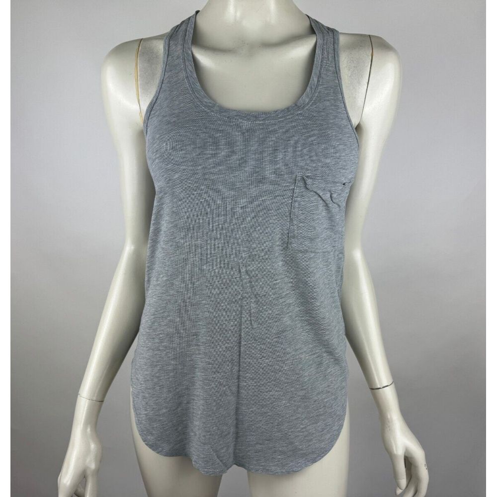 Lululemon Yogi Racer Back III Tank Women 4? Flaw* Heathered Grey Stretch Cotton